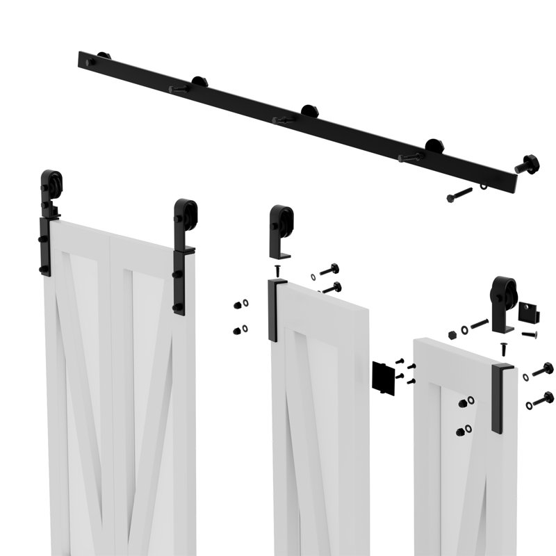 HOZONE Glass and Solid Manufactured Wood Sliding BiFold Barn Door with